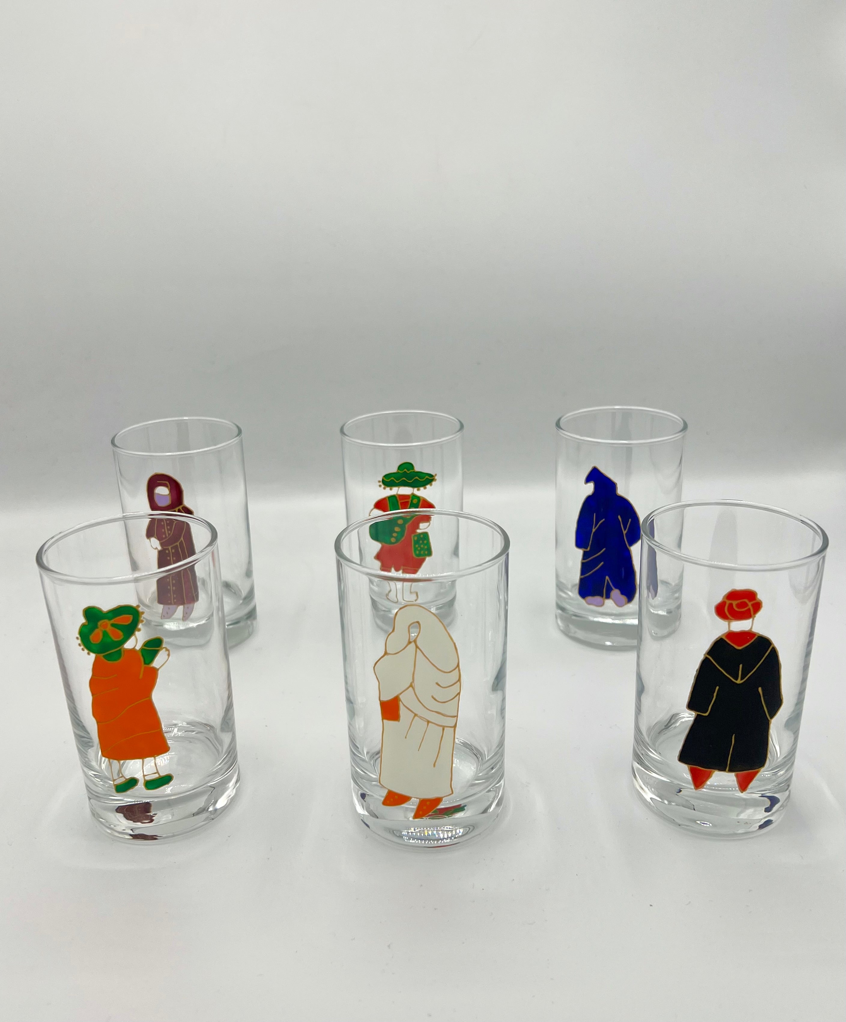 Lot De 6 Verres ' Costume Traditionnel Marocain'